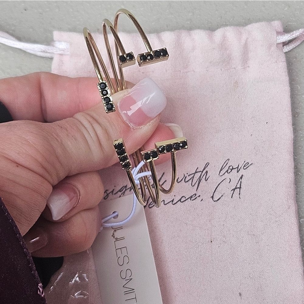 Pave Cuff bracelets 14K Gold & Black by Jules Smith Designs Venice Beach CA NEW - Picture 4 of 12